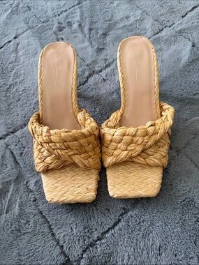 Tan Braided Slide Sandals